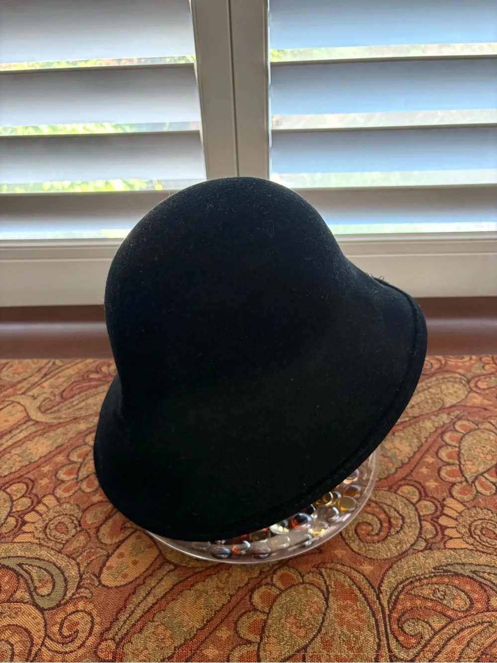 Vintage Scala Black Wool Felt Rolled Brim Cloche Hat Good Condition
